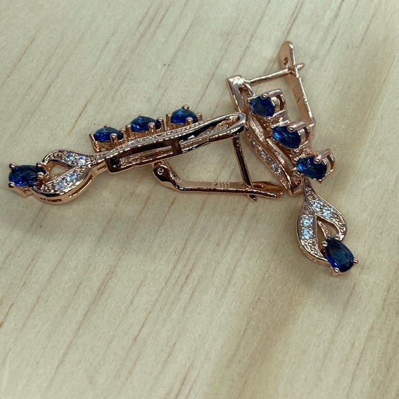 Gold Plated Sapphire Earrings - Picture 4 of 4